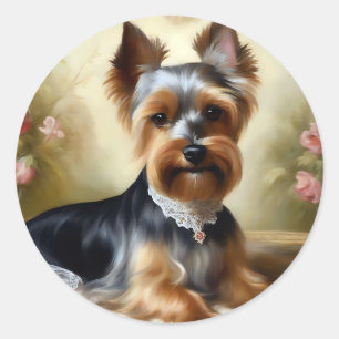 Adesivo Redondo Beauty Yorkshire Terrier Cute