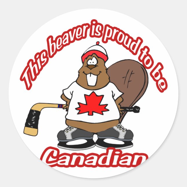 Adesivo Redondo Beaver canadense (Frente)
