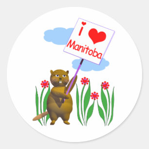 Adesivo Redondo Beaver Canadense ama Manitoba