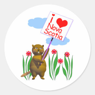 Adesivo Redondo Beaver Canadense ama Nova Escócia