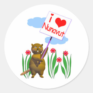 Adesivo Redondo Beaver Canadense ama Nunavut