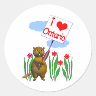 Adesivo Redondo Beaver Canadense ama Ontário