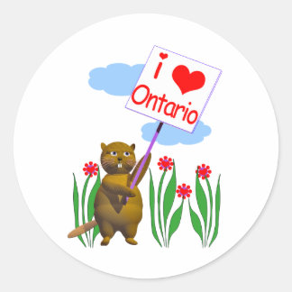 Adesivo Redondo Beaver Canadense ama Ontário