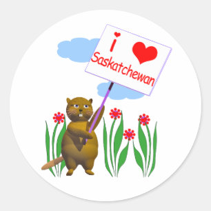 Adesivo Redondo Beaver Canadense ama Saskatchewan