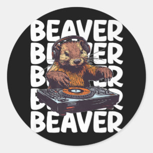 Adesivo Redondo Beaver Lover DJ