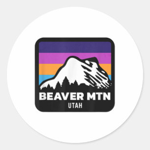 Adesivo Redondo Beaver Mountain Utah Esquiando Snowboard Family Sk
