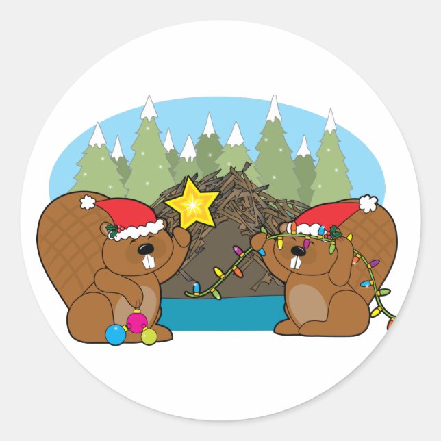 Adesivo Redondo Beaver Natal (Frente)