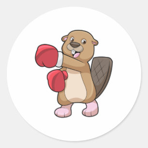Adesivo Redondo Beaver no Boxing com luvas no Boxing