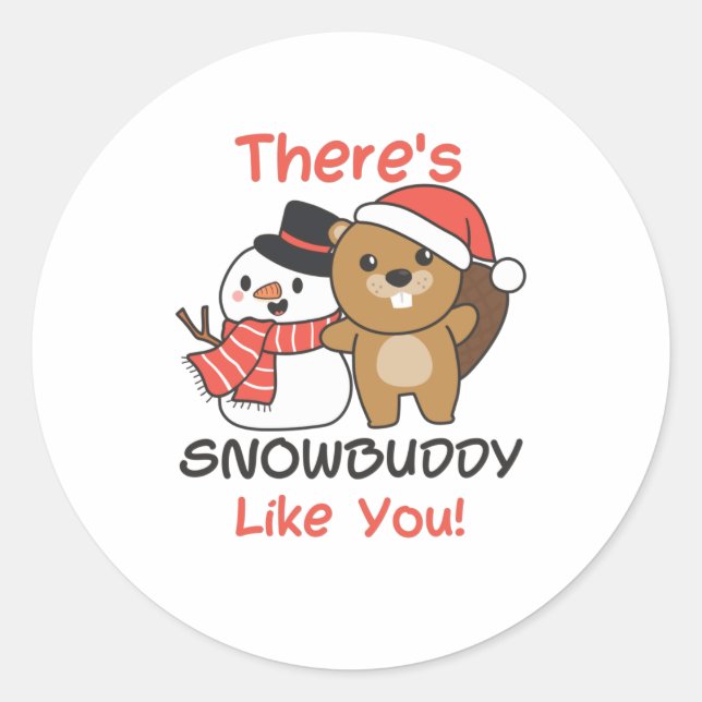 Adesivo Redondo Beaver Tem Snowampar Como Snowman Pun (Frente)