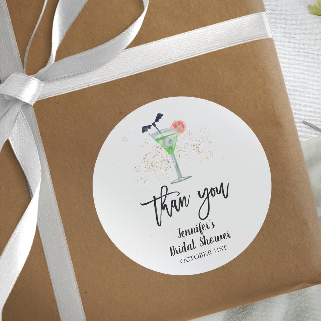 Adesivo Redondo Beba Até o Fim Bruxas Cocktail de Halloween Chá de (Criador carregado)