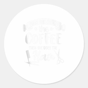 Adesivo Redondo Beba Café E Faça Cabelo De Cabelo De Barbeiro