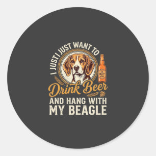 Adesivo Redondo Beba Cerveja Beagle Cachorro Cerveja Artesanal Gar