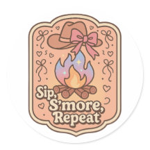 Beba, S'more, Repita - Insígnia Retro Acampamento