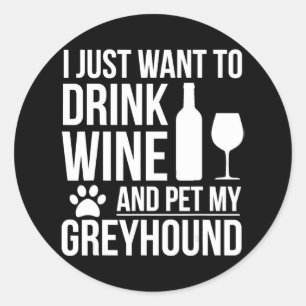 Adesivo Redondo Beba um animal de estimação de vinho, meu cão-gali