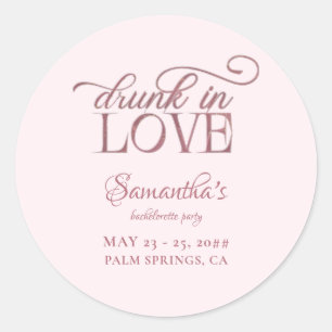 Adesivo Redondo Bêbado de Amor Torre de Champanhe Rosa Despedida d