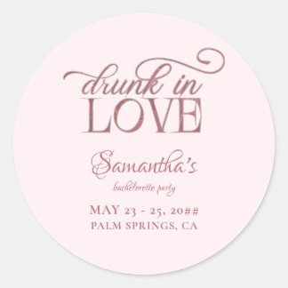 Adesivo Redondo Bêbado de Amor Torre de Champanhe Rosa Despedida d