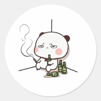 Adesivo Redondo Bebado Panda