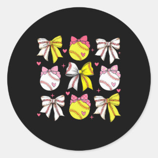 Adesivo Redondo Beball Softball Coquette Game Day Heart Love