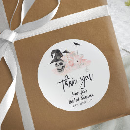 Adesivo Redondo Bebam Bruxas Festa de Noiva no Halloween