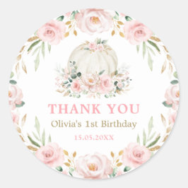 Adesivo Redondo Bebê-Abóbora Dourada Rosa-Cor-de-rosa-penteada