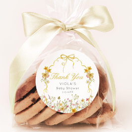 Adesivo Redondo Bebê Amarelo no Arco Bloqueio Obrigado