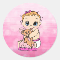 Bebê Caucasiano Doce Doce com Urso Teddy