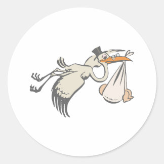 Adesivo Redondo Bebé cegonha cegonha de chocalho stork