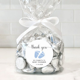 Adesivo Redondo Bebê Chá Pés Azuis Obrigado