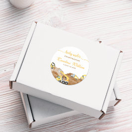 Adesivo Redondo Bebê de aquarela em chá de fraldas de construção