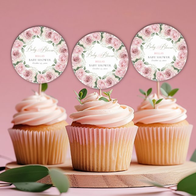 Adesivo Redondo Bebê de Bloom Chá de fraldas (Criador carregado)