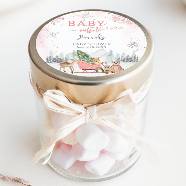 Adesivo Redondo Bebê de inverno É Frio Fora do Chá (Criador carregado)