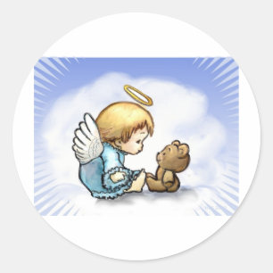 Adesivo Redondo Bebê do anjo e urso de ursinho