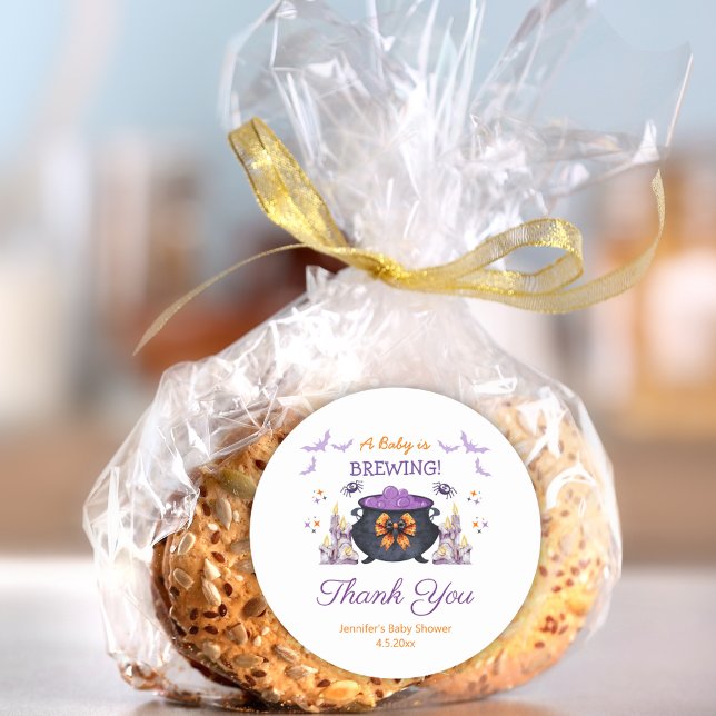 Adesivo Redondo bebê do halloween obrigado de produção de chá de f (Criador carregado)