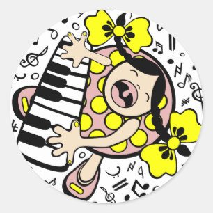 Adesivo Redondo bebê do piano