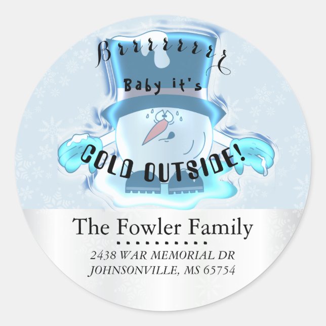 Adesivo Redondo Bebê, é Frio Fora de Neve (Frente)