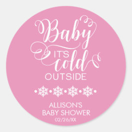 Adesivo Redondo Bebê É Frio Fora do Chá de fraldas das Meninas