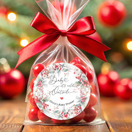 Adesivo Redondo Bebê é frio fora do Chá de fraldas Floral de inver