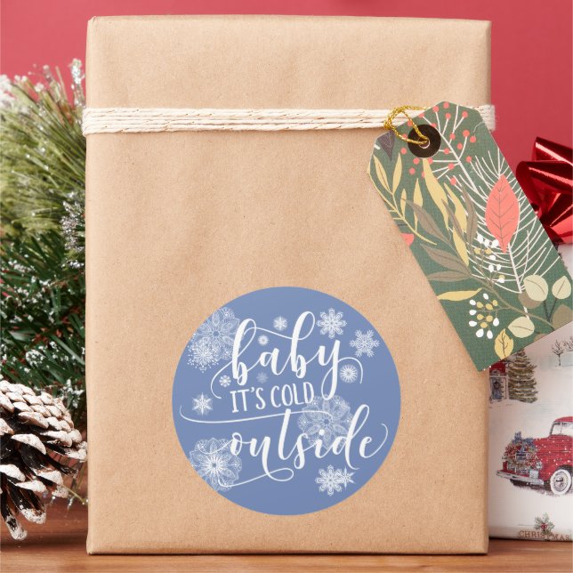 Adesivo Redondo Bebê é frio fora dos palitos de Natal (Feriado)
