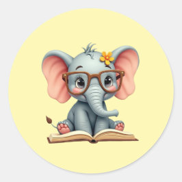 Adesivo Redondo Bebê Elefante Sábio
