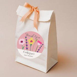 Adesivo Redondo Bebê Em Chá de fraldas Floral Colorido De Sangue