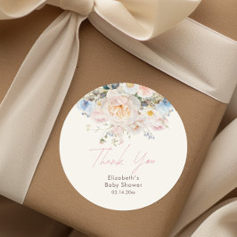 Adesivo Redondo Bebê Em Chá de fraldas Rosa Floral