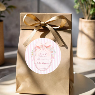 Adesivo Redondo Bebê em flor favor de chuveiro de bebê arco-íris r