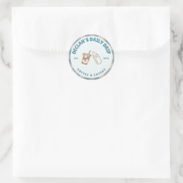 Adesivo Redondo Bebê está criando café Gênero Chá de fraldas neutr