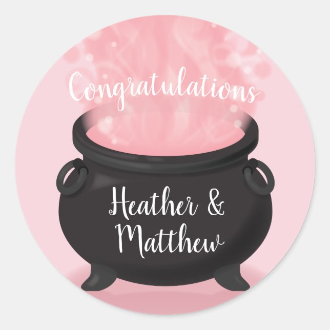 Adesivo Redondo Bebê está criando Chá de bruxa rosa gótica (Frente)