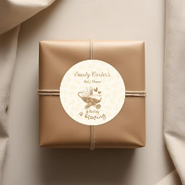 Adesivo Redondo Bebê está criando Chá de fraldas de Pram Bonito Ob