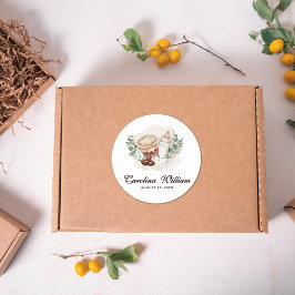 Adesivo Redondo Bebê está criando verde Chá de fraldas de café