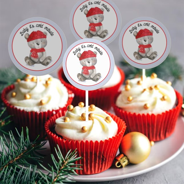 Adesivo Redondo Bebê, está frio fora do chá de fraldas. (Criador carregado)