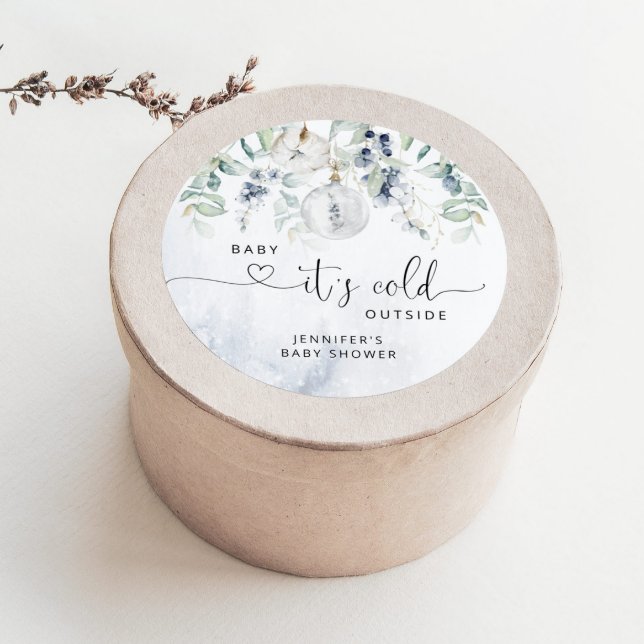 Adesivo Redondo Bebê está frio fora do chá de fraldas (Criador carregado)