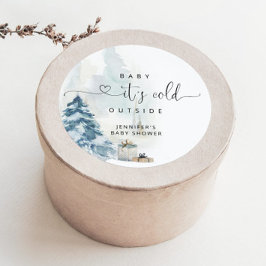 Adesivo Redondo Bebê está frio fora do chá de fraldas