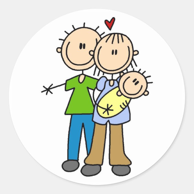 Adesivo Redondo Bebê faz três camisetas e presentes (Frente)